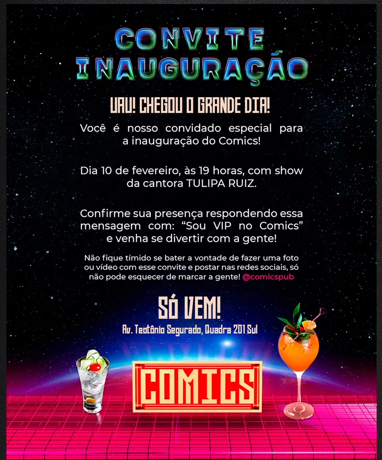 Comics: Convite de inauguração